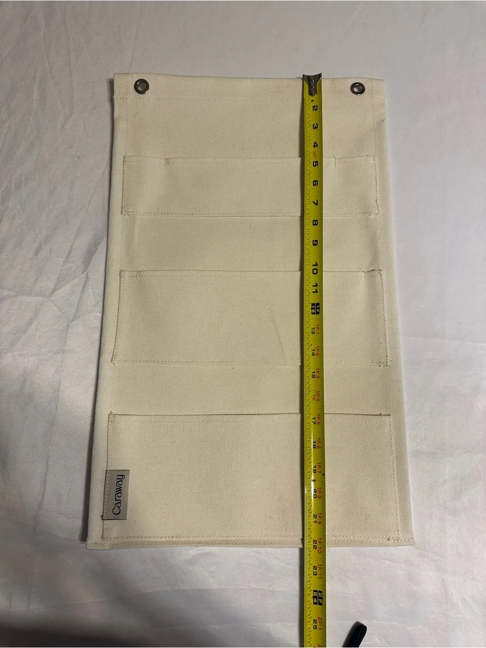 Caraway Pot Lid Cream Canvas Hanging Organizer with 3 Pockets